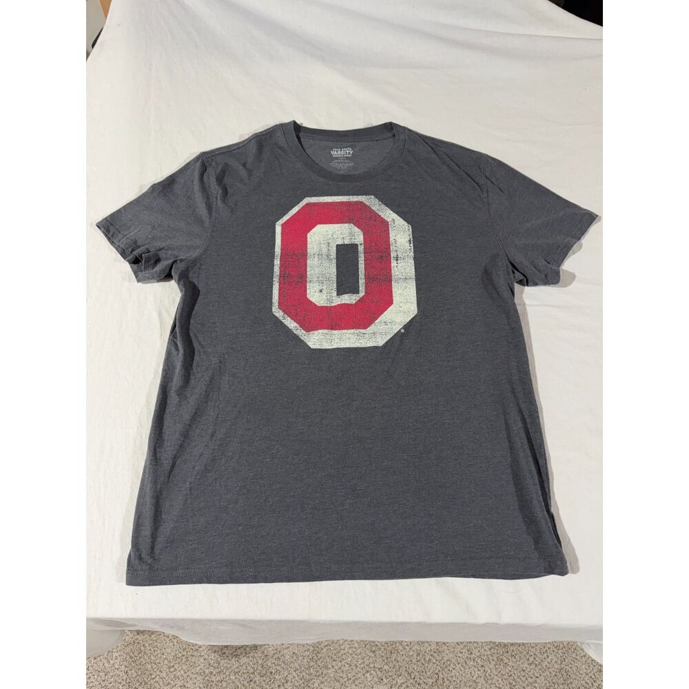 Ohio State Buckeyes Varsity Block O Distressed Gray Tee XL Vintage Look College